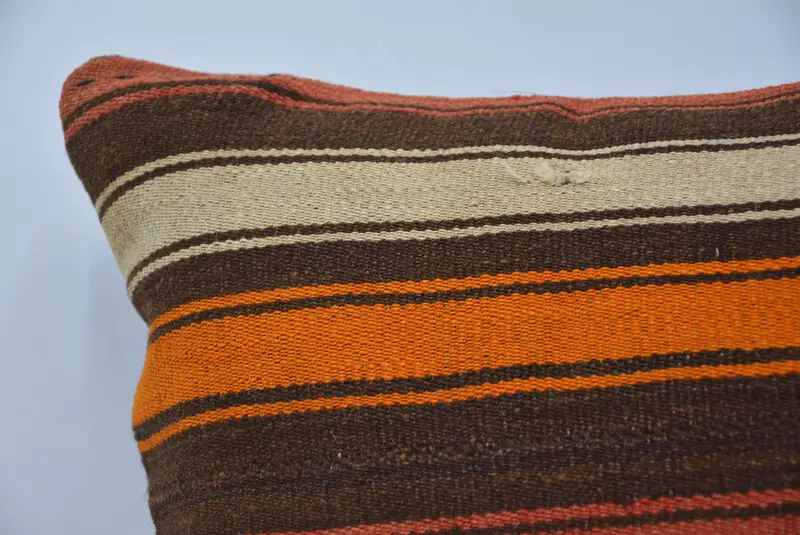 Turkish Kilim Pillow, Boho Throw Cushion Cover, 22x22 Brown Pillow Cover, Pillow for Sofa, Cushion Cover, Gift Pillow - 2
