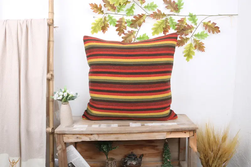 Garden Pillow Sham, Vintage Pillow, Interior Designer Pillow, Pillow Sham, Vintage Kilim Pillow, Handwoven Pillow Cover, 24x24 Red Pillow - 1