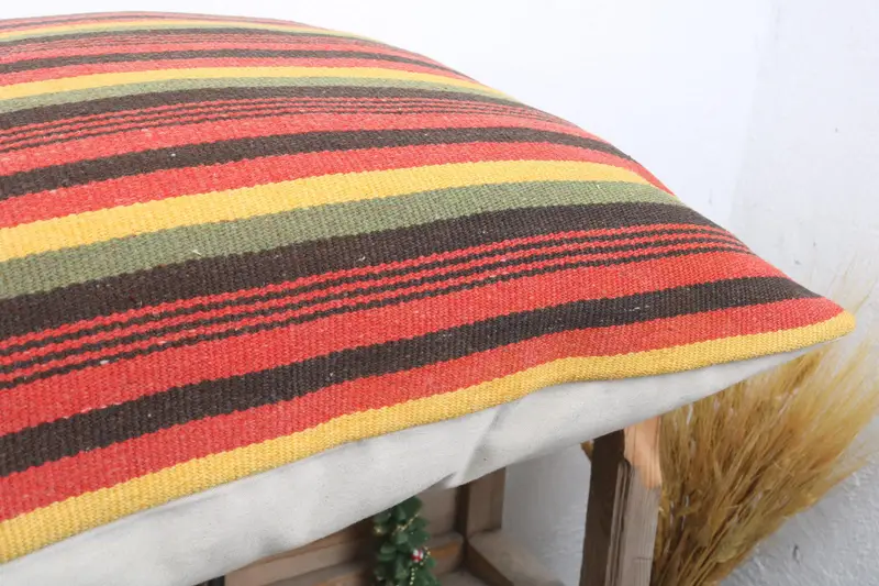 Garden Pillow Sham, Vintage Pillow, Interior Designer Pillow, Pillow Sham, Vintage Kilim Pillow, Handwoven Pillow Cover, 24x24 Red Pillow - 7