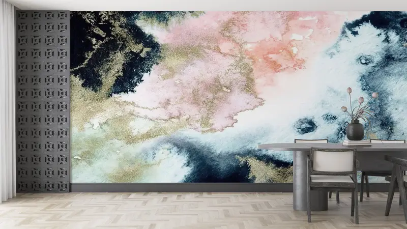 Zarif Baskılı Duvar Kağıdı: Lüks Mermer, Çağdaş Altın Tasarımı