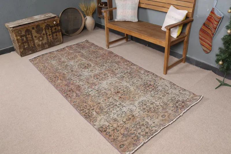 Alfombra de lunares marrón y verde, decoración elegante de 3,7x7,8 ft