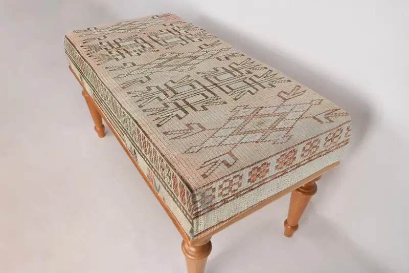 Modular Kilim-Inspired Ottoman Set, Medium Firm Foam-Filled Ottoman