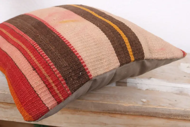 Gift Pillow, Boho Pillow Sham Cover, Kilim Pillow Cover, Cushion, Living Room Throw Cushion Case, 12x12 Beige Pillow Cover - 6