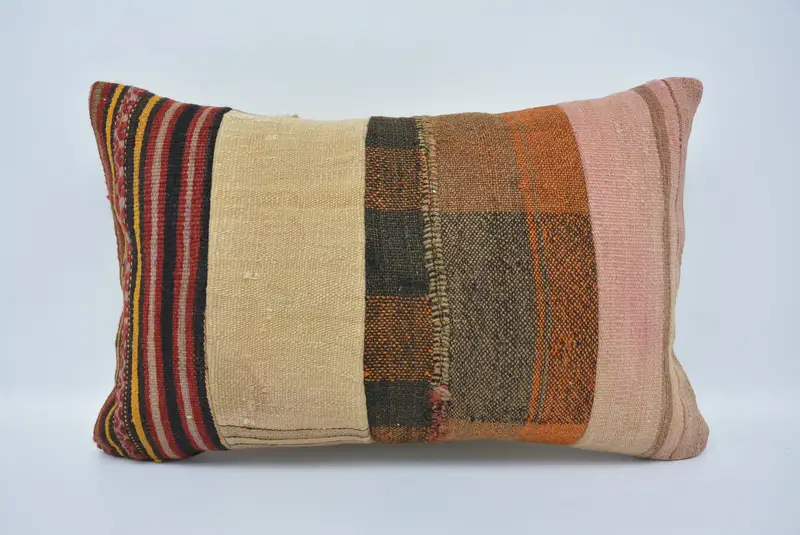 Throw Kilim Pillow, 16x24 Beige Pillow Cover, Accent Pillow Case, Pillow for Couch, Pillow Sham, Handmade Kilim Cushion, Rustic Cushion - 1