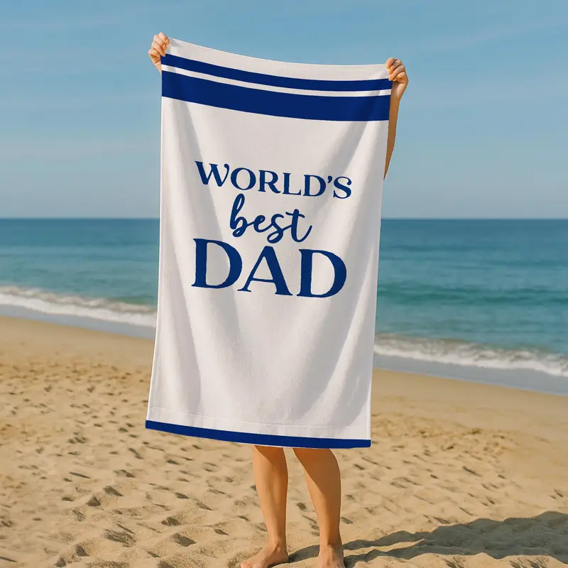 Blue Beach Towel, Perfect Fathers Day Gift for Dad, Classic Summer Towel - 1