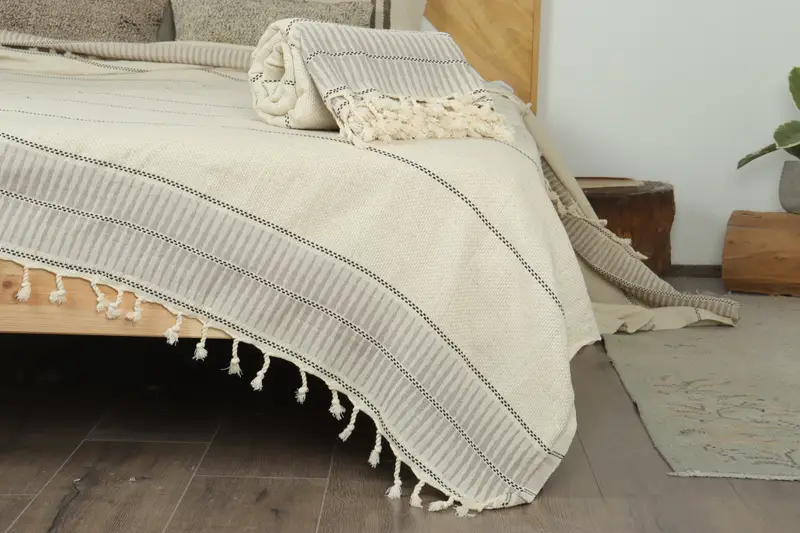 Gift For The Home Decor, 104x96 Linen Striped Towel, Grandma Gift, Bridesmaid Gifts, Best Wedding Gift, Wedding Favors, Housewarming Gift - 7