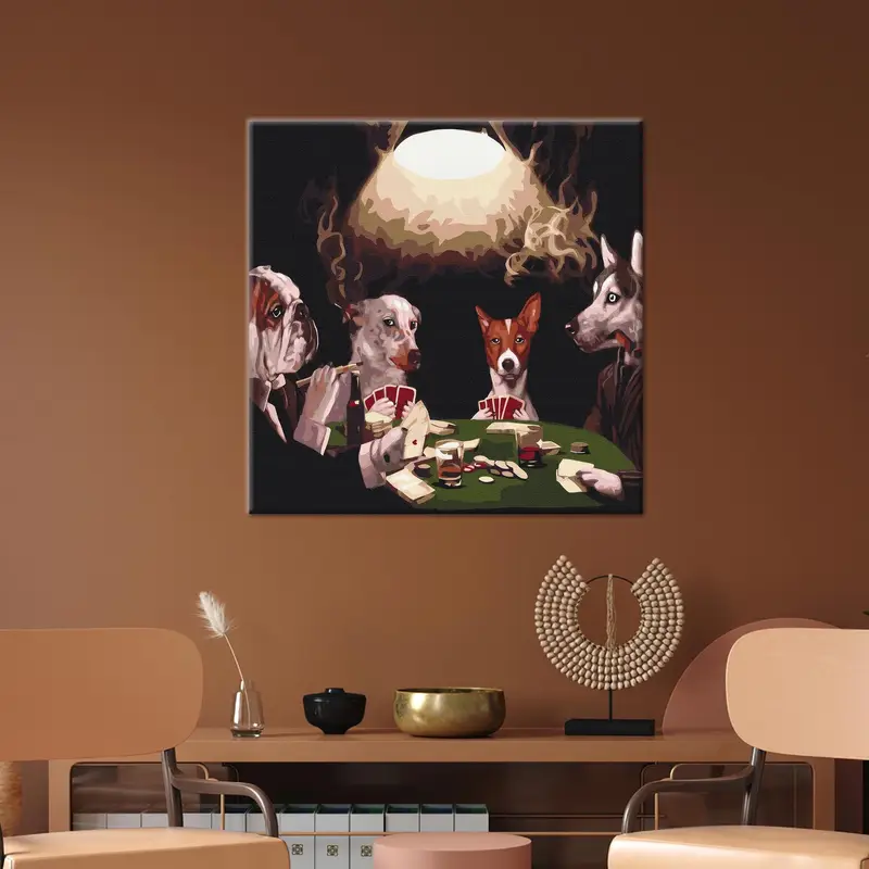 Zarif Poker Köpeği Kanvas: Oyun Odası Kanvas Tablo