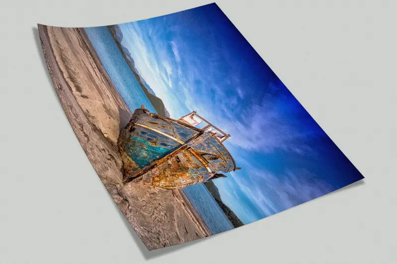 Sonderanfertigung von Handlungen, Handlungenschalen und Stock, altes Boot am Strandwandkunst, 3D -Handpapier, Landschaftswandkunst, Wanddruck ansehen, - 5