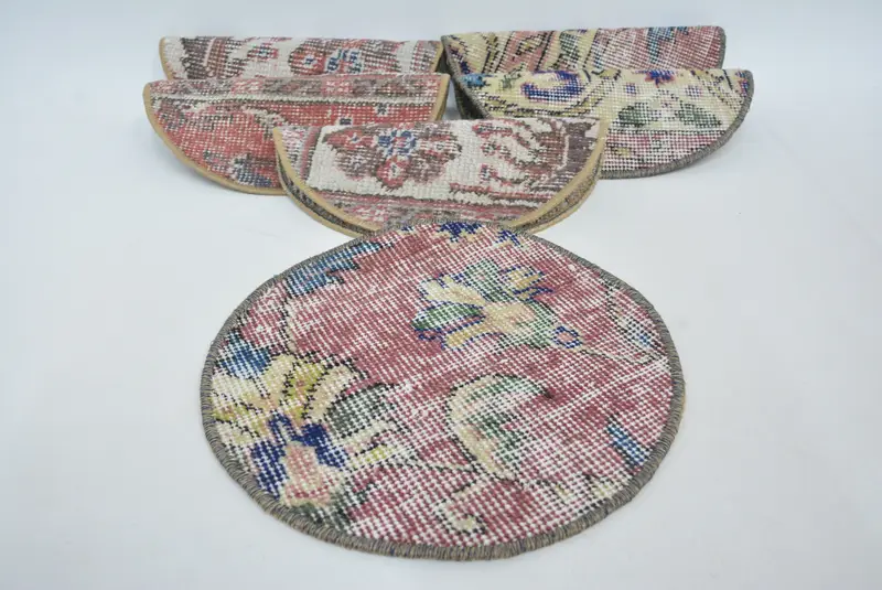 赤と青銅のキリム プレースマット、ユニークなトルコ ウール プレースマット