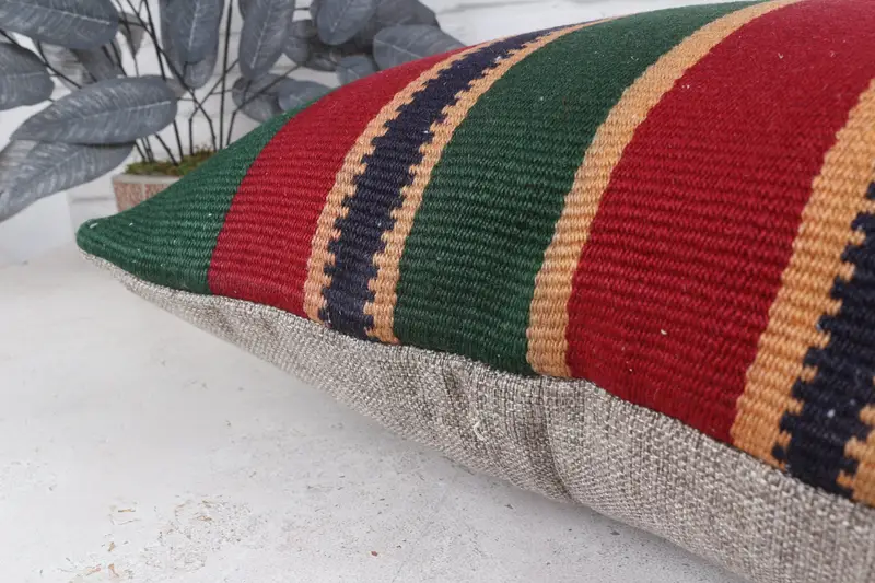 Sofa Cushion, Boho Pillow Sham Cover, Tapestry Pillow Cover, Car Pillow Sham, 22x22 Red Pillow Case, Kilim Pillow Cover, Cushion, Boho Pillow - 8