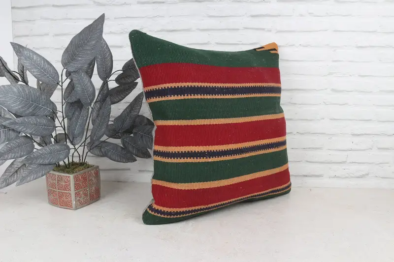 Sofa Cushion, Boho Pillow Sham Cover, Tapestry Pillow Cover, Car Pillow Sham, 22x22 Red Pillow Case, Kilim Pillow Cover, Cushion, Boho Pillow - 4