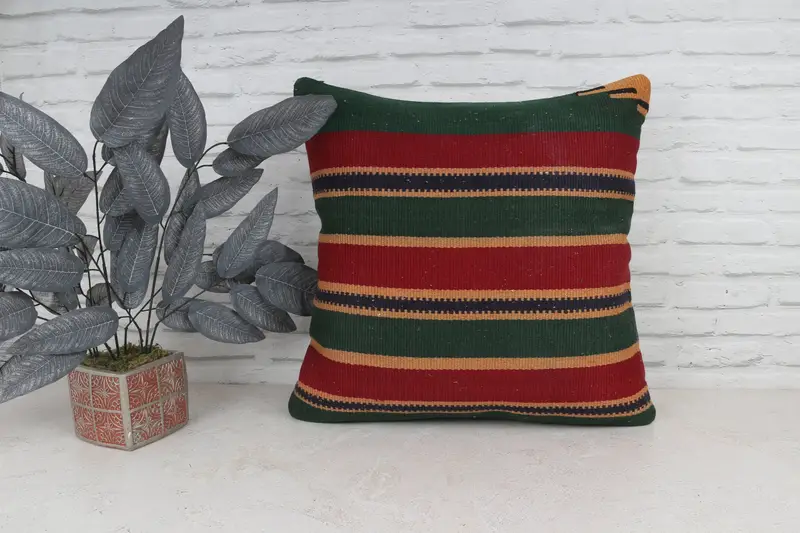Sofa Cushion, Boho Pillow Sham Cover, Tapestry Pillow Cover, Car Pillow Sham, 22x22 Red Pillow Case, Kilim Pillow Cover, Cushion, Boho Pillow - 1