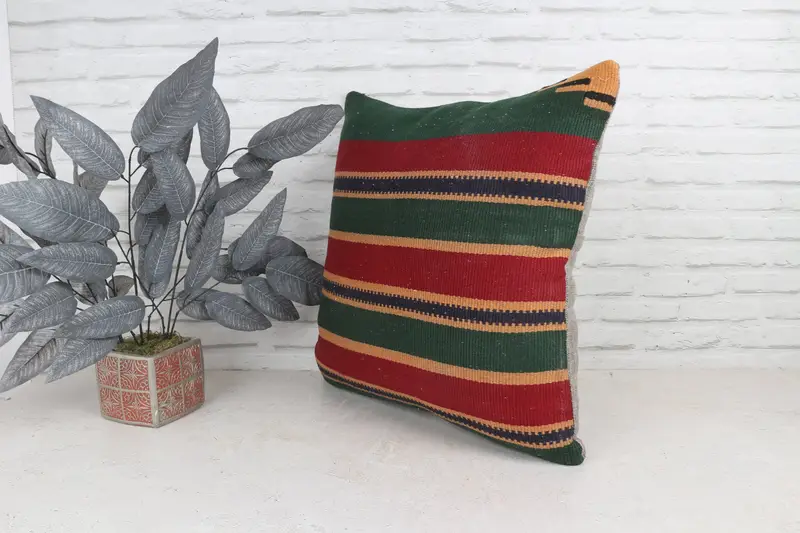Sofa Cushion, Boho Pillow Sham Cover, Tapestry Pillow Cover, Car Pillow Sham, 22x22 Red Pillow Case, Kilim Pillow Cover, Cushion, Boho Pillow - 5