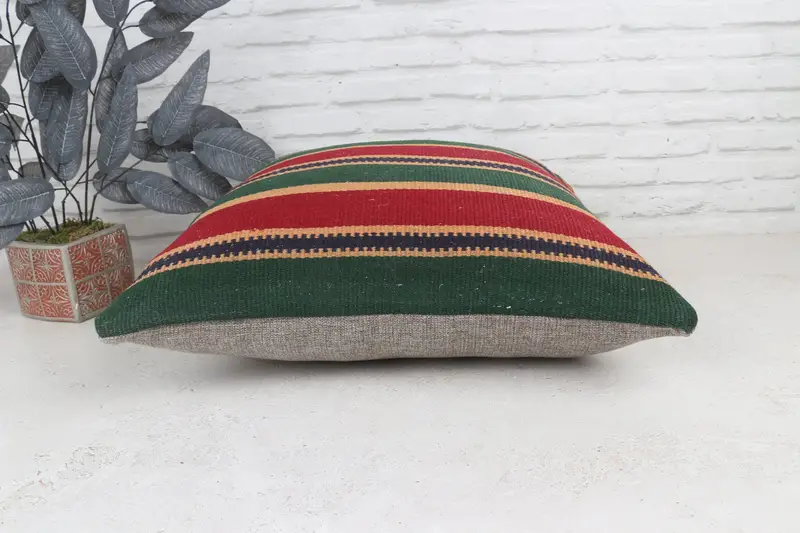 Sofa Cushion, Boho Pillow Sham Cover, Tapestry Pillow Cover, Car Pillow Sham, 22x22 Red Pillow Case, Kilim Pillow Cover, Cushion, Boho Pillow - 6