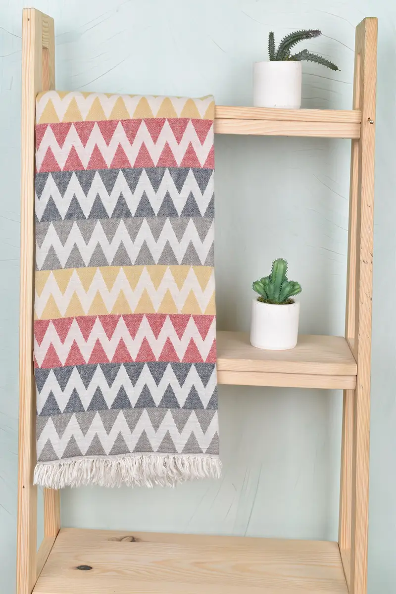 Turkish beach towel, Handmade Gift, Monogram Beach Towel, Summer Towel, Best Beach Towel, Embroidered Beach Towel, 70x40 Cotton Zigzag Design Towel - 8