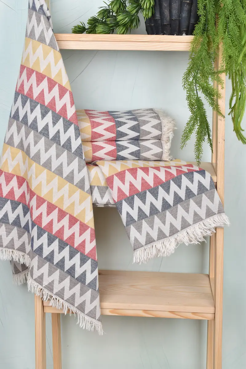 Turkish beach towel, Handmade Gift, Monogram Beach Towel, Summer Towel, Best Beach Towel, Embroidered Beach Towel, 70x40 Cotton Zigzag Design Towel - 6