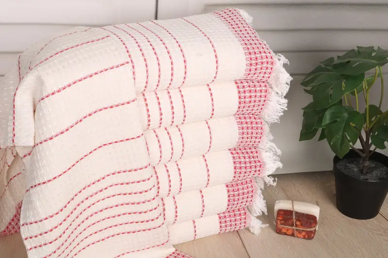 Small Bath Towels Red Cotton Waffle Dish Towel, 20x40 Inches