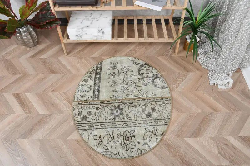 Alfombra Geométrica Verde 8x10m con Motivos Florales Marrón