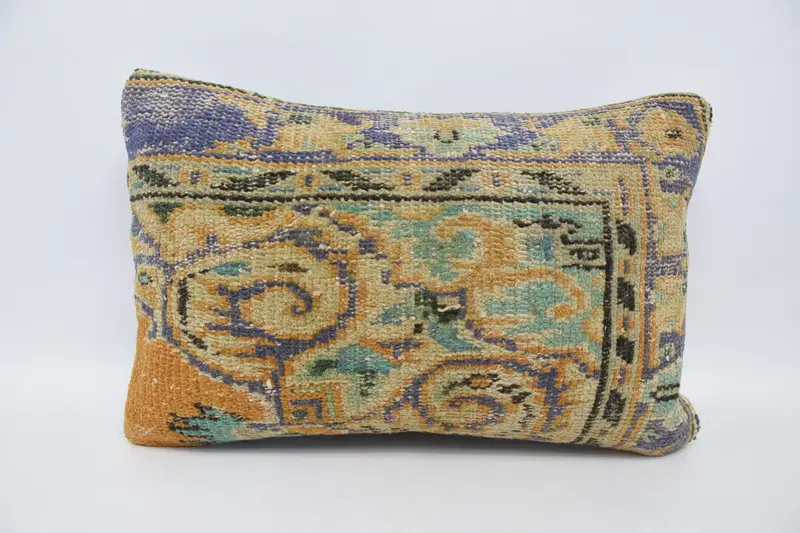 Ethnical Kilim Rug Pillow, Pillow Sham, Ikat Pillow, Interior Designer Pillow, Throw Kilim Pillow, 16x24 Orange Pillow Case - 1