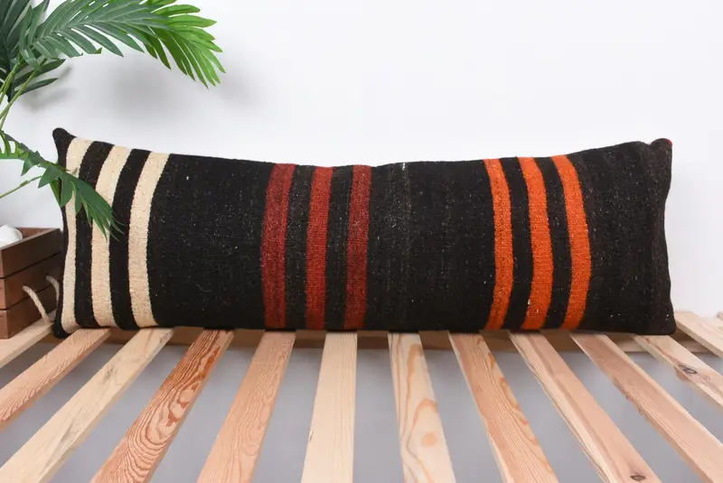 12x36 Brown Cushion Cover, Pillow Sham, Gift Pillow, Turkish Rugs Pillow Cover, Turkish Pillow, Boho Pillow Sham Cover, Kilim Rug Cushion - 1