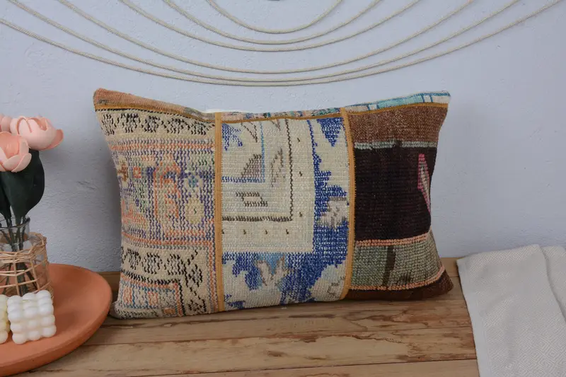 16x24 Blue Pillow Case, Vintage Kilim Pillow, Cushion Case, Handmade Kilim Cushion, Throw Kilim Pillow, One Of A Kind Pillow - 2