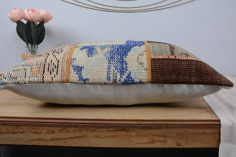 16x24 Blue Pillow Case, Vintage Kilim Pillow, Cushion Case, Handmade Kilim Cushion, Throw Kilim Pillow, One Of A Kind Pillow - 5