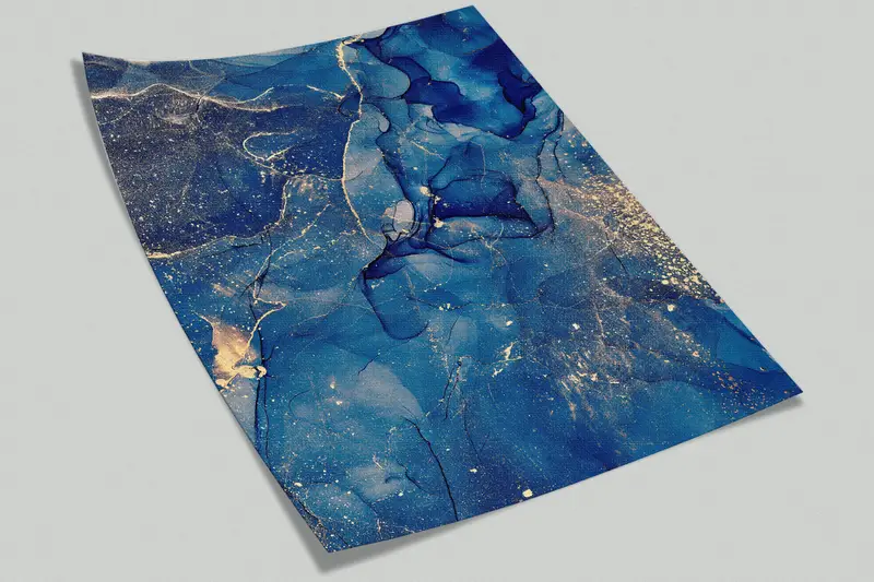 Wall Paper Peel and Stick, Paper Wall Art, Blue And Gold Marble, Bright Wall Paper, Blue Wall Poster, Luxury Marble Mural, - 8