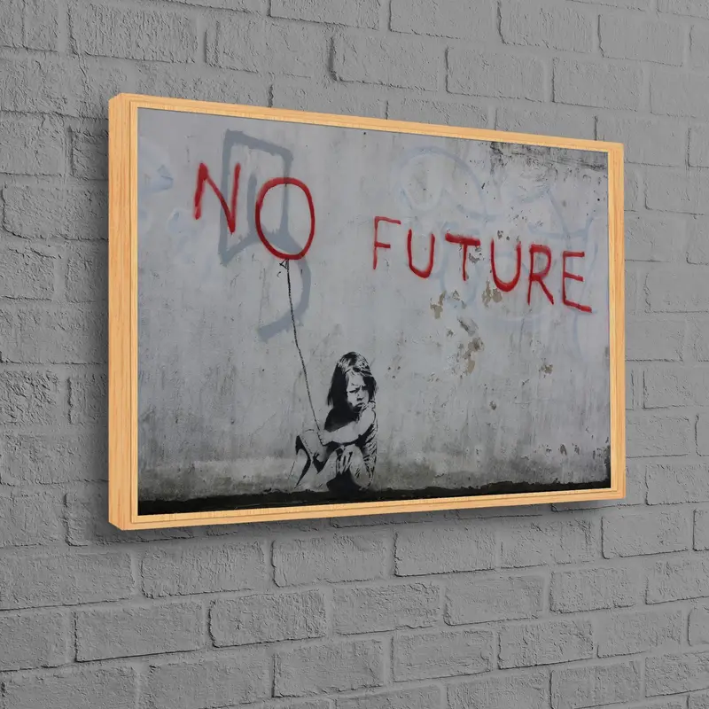 No Future Banksy Girl Graffiti Canvas Print - Unique Art Piece