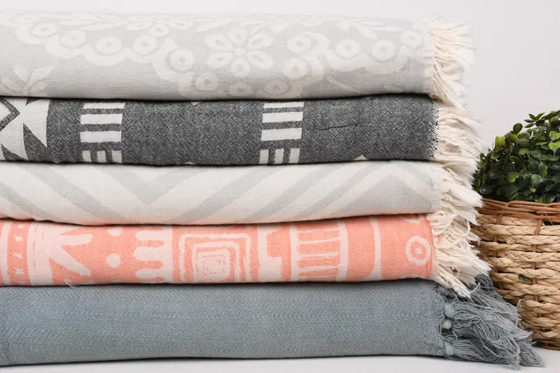Turkish Towel Blanket, Bridal Shower Gift, Gift For Wedding Day, Sofa Cover, Throw Blanket, Woven Throw Blanket, 80x60 Cotton Set of 5 Towel - 3