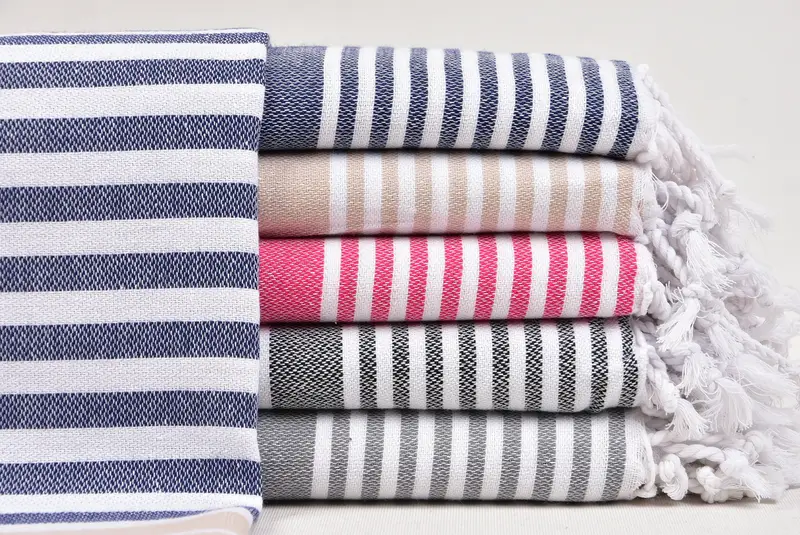 Small Bath Towels, Kitchen Towel, 40x24 Cotton Striped Towel, Monogram Kitchen Towel, Valentines Day Gift For Him, Beach Theme Wedding Gift - 1
