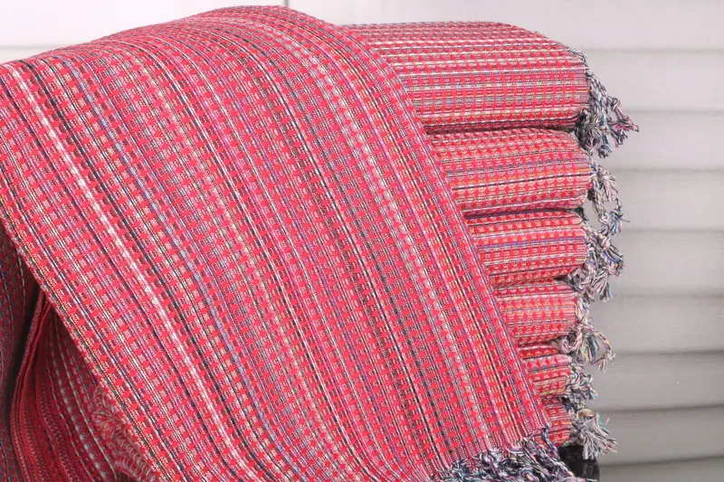 Geometric Towel Red Cotton, 40x71 Inches, Personalized Beach Towel