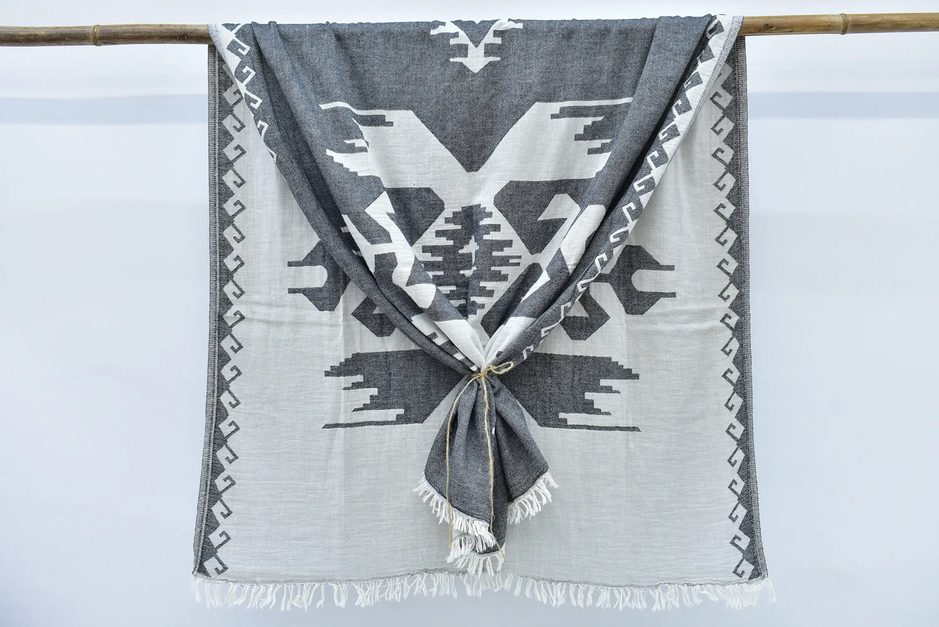 Personalized Black Aztec Organic Cotton Beach Towel, 70x40 Inches - 1