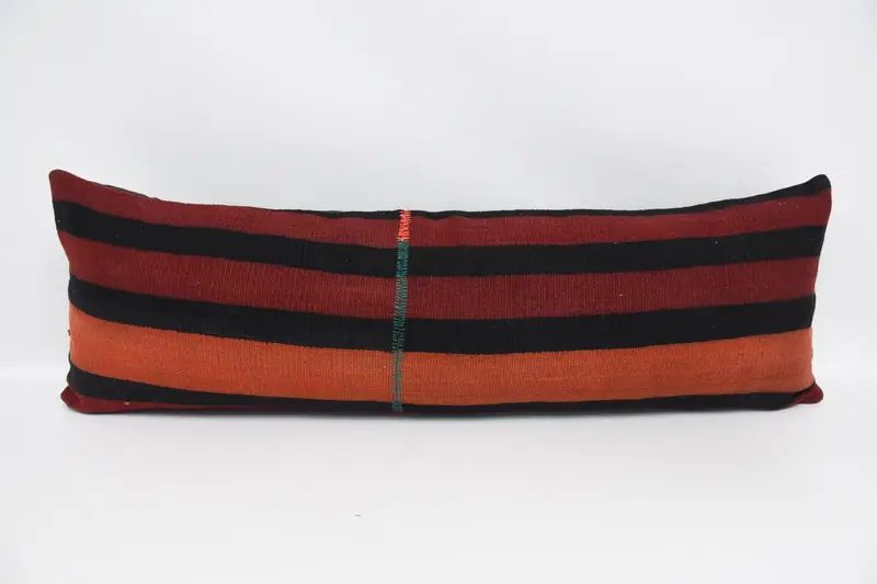 Throw Moroccan Brown Cushion Case, 16x47 inch Striped Wool Pillowcase - 1