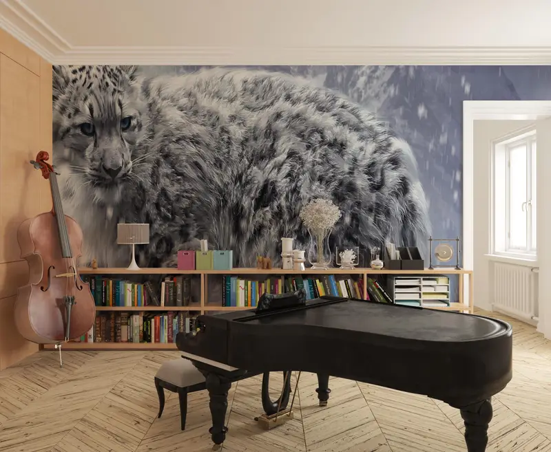 Self Adhesive Paper, Animal Paper Craft, Snow Wall Decor, Leopad Wall Painting, Wild Animal Wall Painting, Removable Wall Paper, - 9
