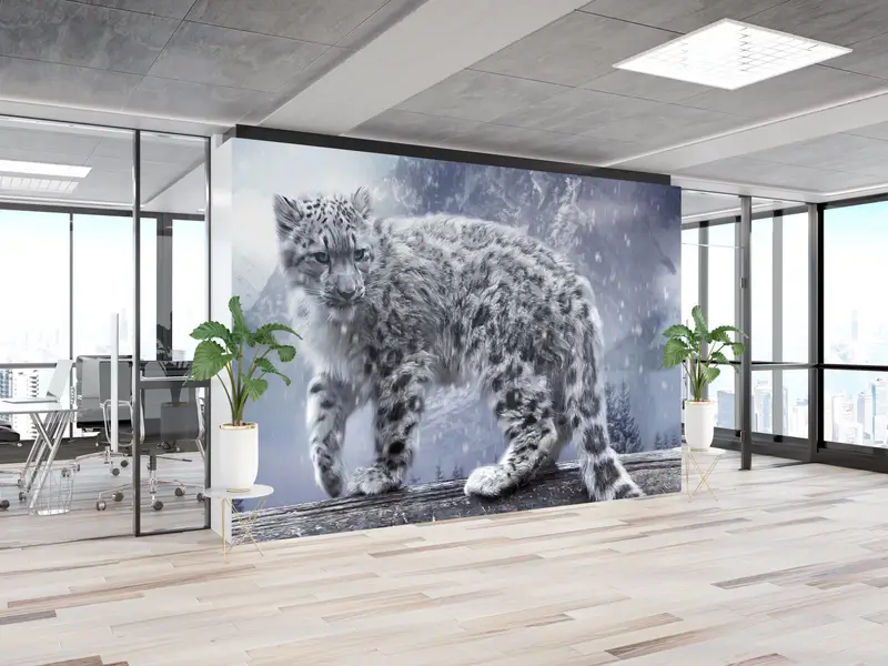 Self Adhesive Paper, Animal Paper Craft, Snow Wall Decor, Leopad Wall Painting, Wild Animal Wall Painting, Removable Wall Paper, - 3