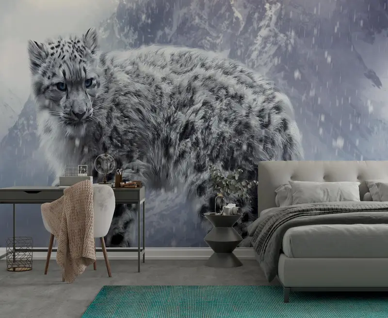 Self Adhesive Paper, Animal Paper Craft, Snow Wall Decor, Leopad Wall Painting, Wild Animal Wall Painting, Removable Wall Paper, - 6