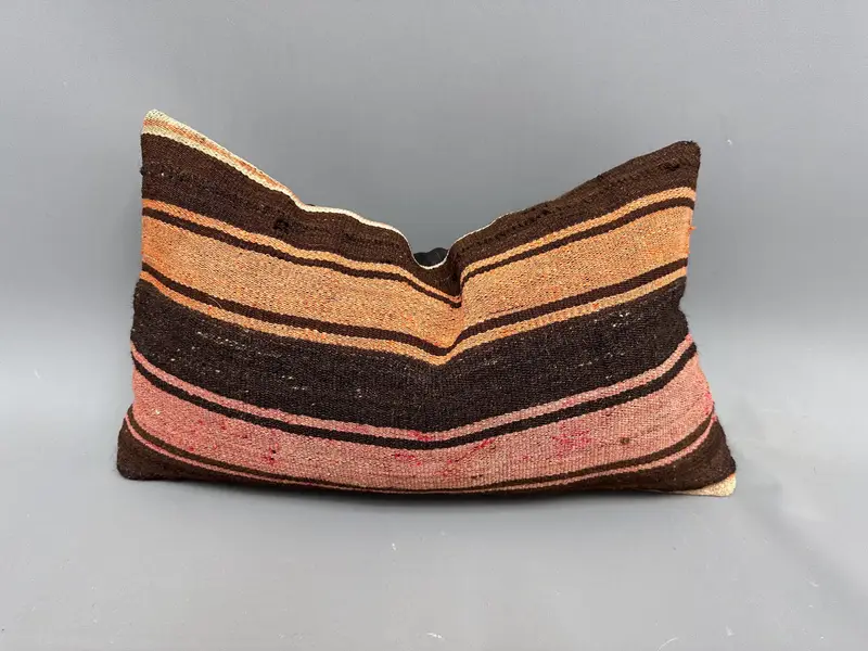 Gift Pillow, Natural Cushion Cover, Antique Pillows, Patio Pillow Case, 12x20 Brown Cushion Cover, Pillow Sham, Turkish Kilim Pillow - 1