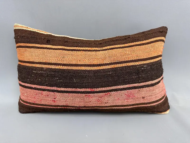 Gift Pillow, Natural Cushion Cover, Antique Pillows, Patio Pillow Case, 12x20 Brown Cushion Cover, Pillow Sham, Turkish Kilim Pillow - 4