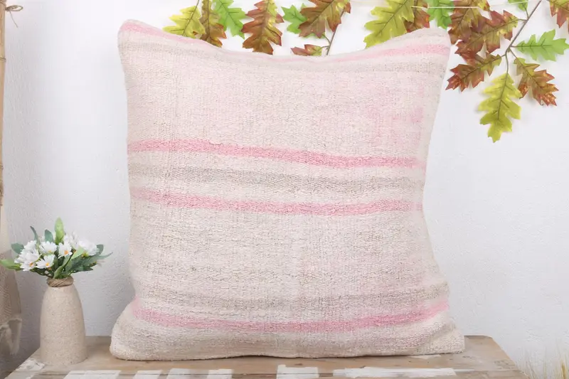 Vintage Pillow, Turkish Kilim Pillow, Vintage Kilim Throw Pillow, Aztec Pillow, Cushion Cover, 24x24 White Pillow Sham, Outdoor Bolster Cushion - 2