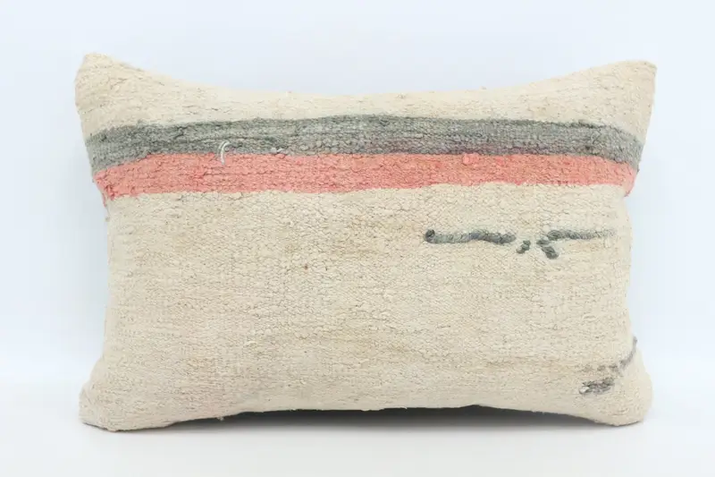 Pillow Cover, Authentic Cushion Cover, Home Decor Pillow, Vintage Kilim Pillow, 16x24 Beige Cushion Cover, Neutral Pillow, Ethnical Kilim Rug Pillow - 1