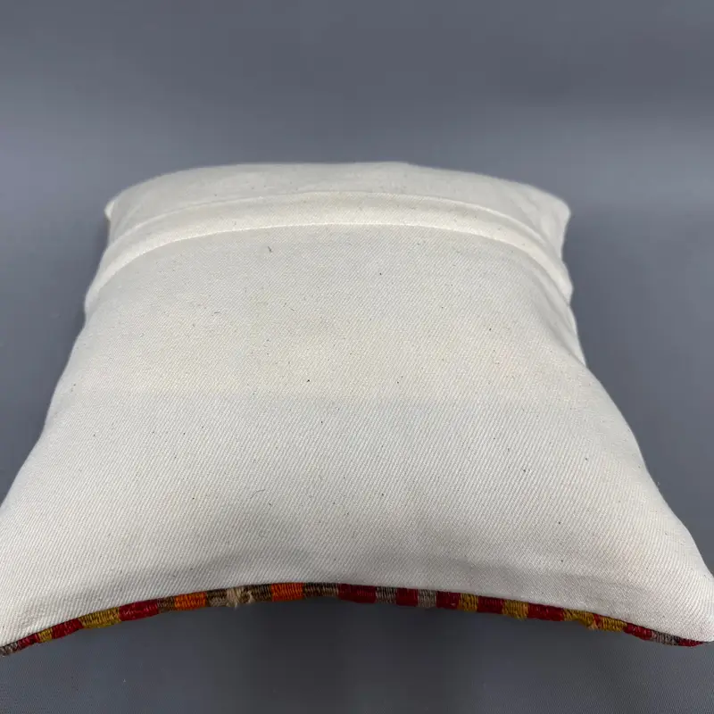 Boho Pillow, Turkish Pillow, Pillow Sham, Vintage Kilim Throw Pillow, One Of A Kind Pillow Cover, Sustainable Pillow Case, 12x12 Yellow Cushion Case - 7