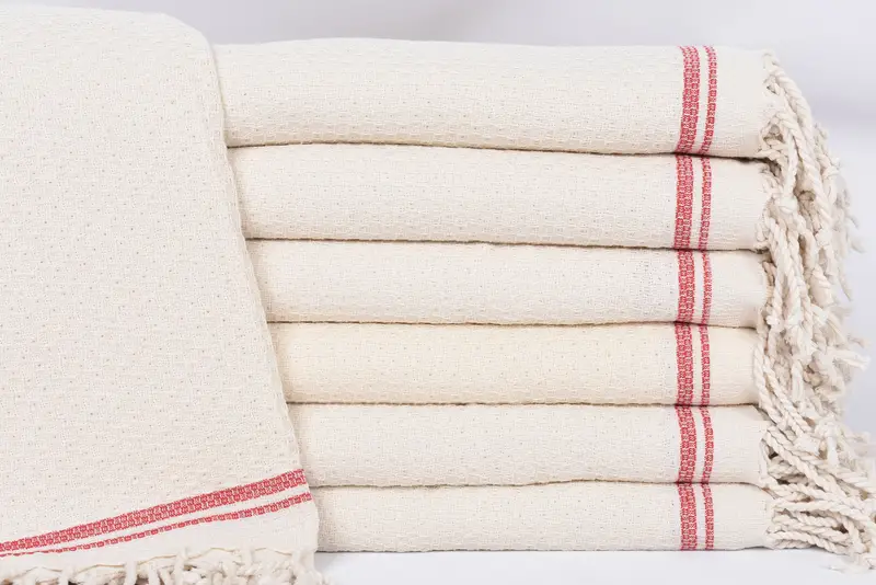 Beach Towel Bulk Red Striped Turkish Cotton, 70x36 Inches