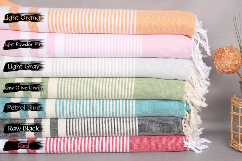 Personalized Turkish Towel Organic Cotton Beige, 70x40 Inches