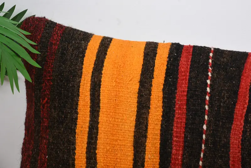 Indoor Pillow, Interior Designer Pillow, 16x48 Orange Pillow Case, Cushion, Tribal Pillow Cover, Turkish Kilim Pillow, Home Decor Pillow - 2