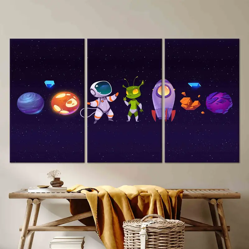 Stellar Galaxy Canvas: Boy Room Space Pattern Decor