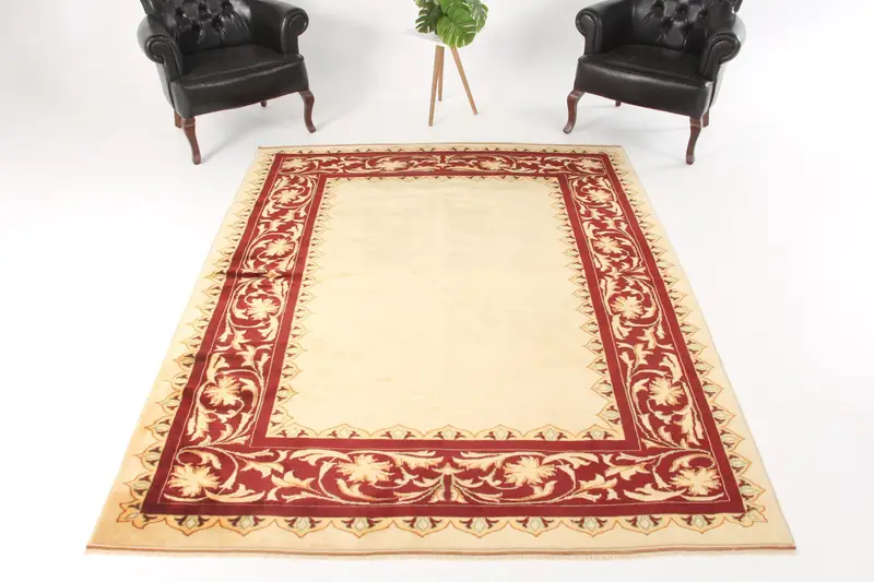 Turkish Vintage Large Rug 6.4x8.1 ft, Oushak Red Wool Rug - 1