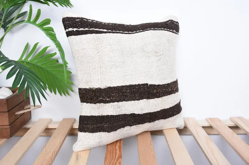 16x16 White Cushion, Pillow Cover, Boho Pillow Sham Cover, Interior Designer Pillow, Turkish Bench Pillow Sham, Turkish Pillow - 4