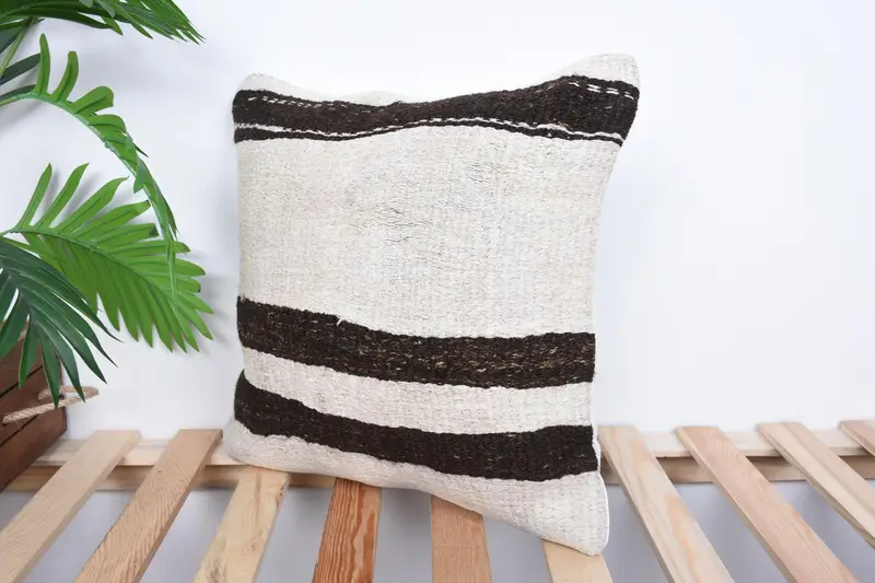 16x16 White Cushion, Pillow Cover, Boho Pillow Sham Cover, Interior Designer Pillow, Turkish Bench Pillow Sham, Turkish Pillow - 5