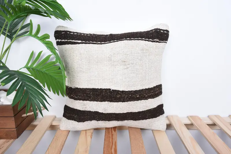 16x16 White Cushion, Pillow Cover, Boho Pillow Sham Cover, Interior Designer Pillow, Turkish Bench Pillow Sham, Turkish Pillow - 1
