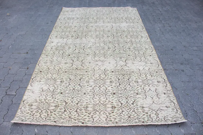 5,2x8,3 ft Vintage Teppich, türkischer großer Teppich, weiß grüner marokkanischer Wollteppich - 1